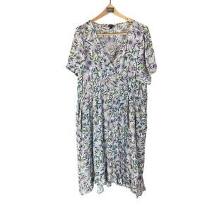 Torrid Floral Midi Dress Women’s Size 4X Boho Short Sleeve Pockets Rayon